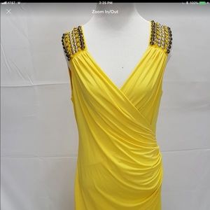 Gorgeous Yellow Evening DressW/Metallic Ornaments!